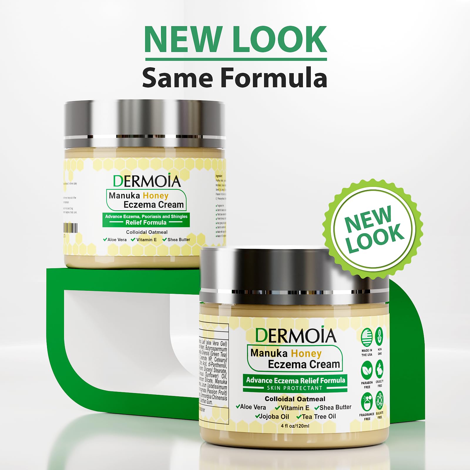 Manuka Honey Cream for Eczema & Dermatitis Relief - 4oz - Soothes Itchy Skin for Adults & Kids