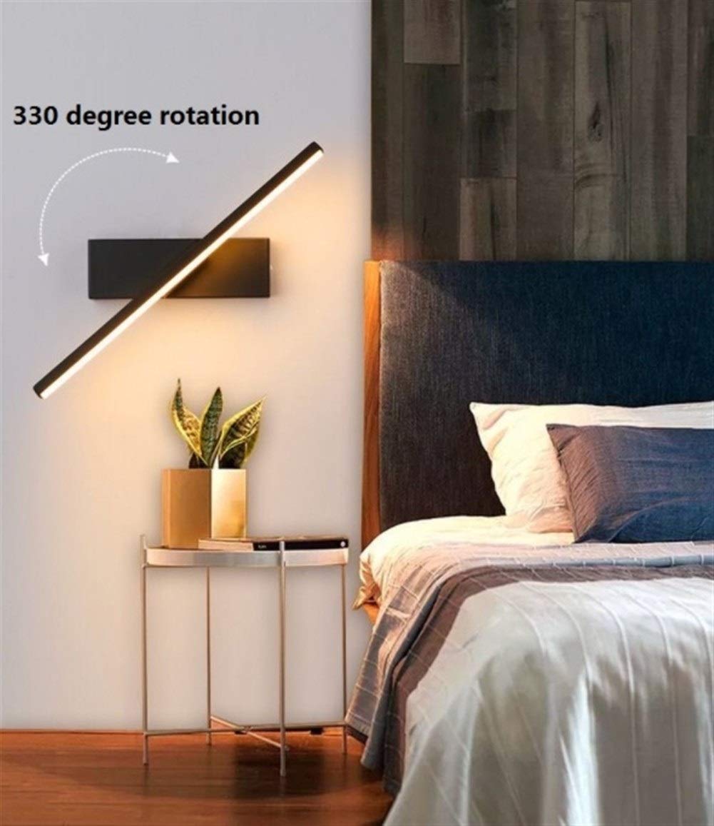 Creative 30cm 330° Rotating Wall Light - Modern Minimalist Bedroom & Cafe Lighting (Black) for Stairs & Makeup Areas