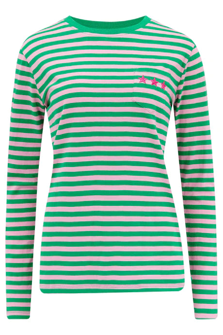 BRUNSWICK Jersey Top for Women - Pink & Green Triple Star Design - Comfortable & Stylish Baseball Shirt for Casual Wear, Sports, and Team Events