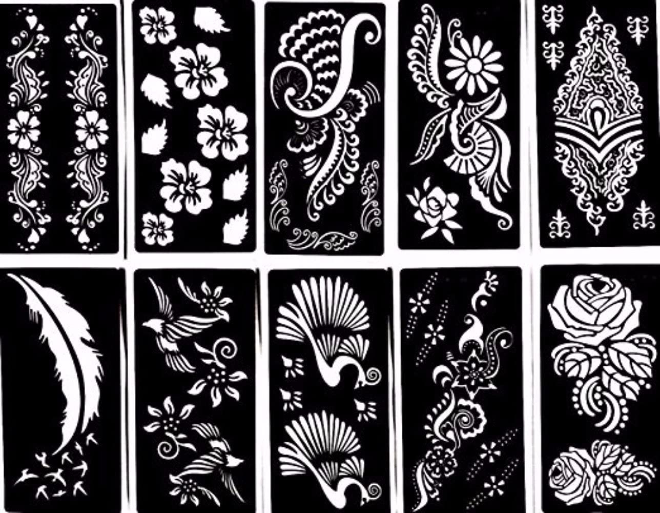 Premium Henna Tattoo Stencil Kit for Hands, Body, Fingers & Face | Safe Temporary Mehndi Designs for Kids, Women & Girls | Black FBATAT-01 Set | Perfect for Parties, Weddings & Festive Celebrations