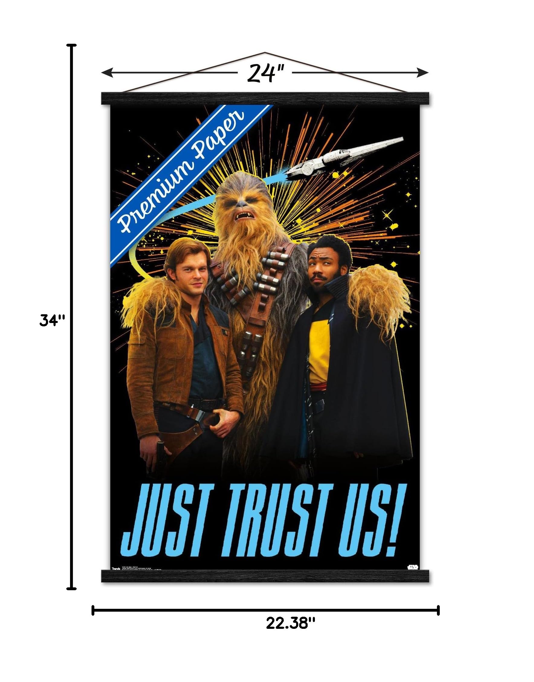 Star Wars: Solo - Trust Us Wall Poster 22.375 x 34 Inches - Premium Movie Poster Print with Black Hanger - Perfect for Bedroom, Game Room & Home Theater Decor