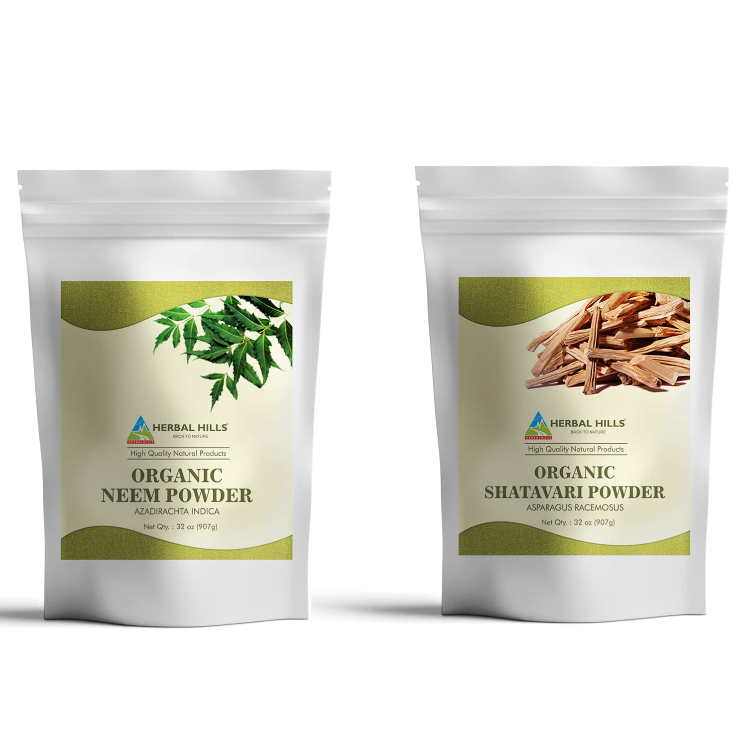 Organic Neem Powder & Shatavari Powder (Asparagus Racemosus) - 32oz Each, Pack of 2 - Herbal Supplements for Skin Care & Women's Wellness - Perfect for Ayurvedic Remedies, Detox & Hormonal Balance