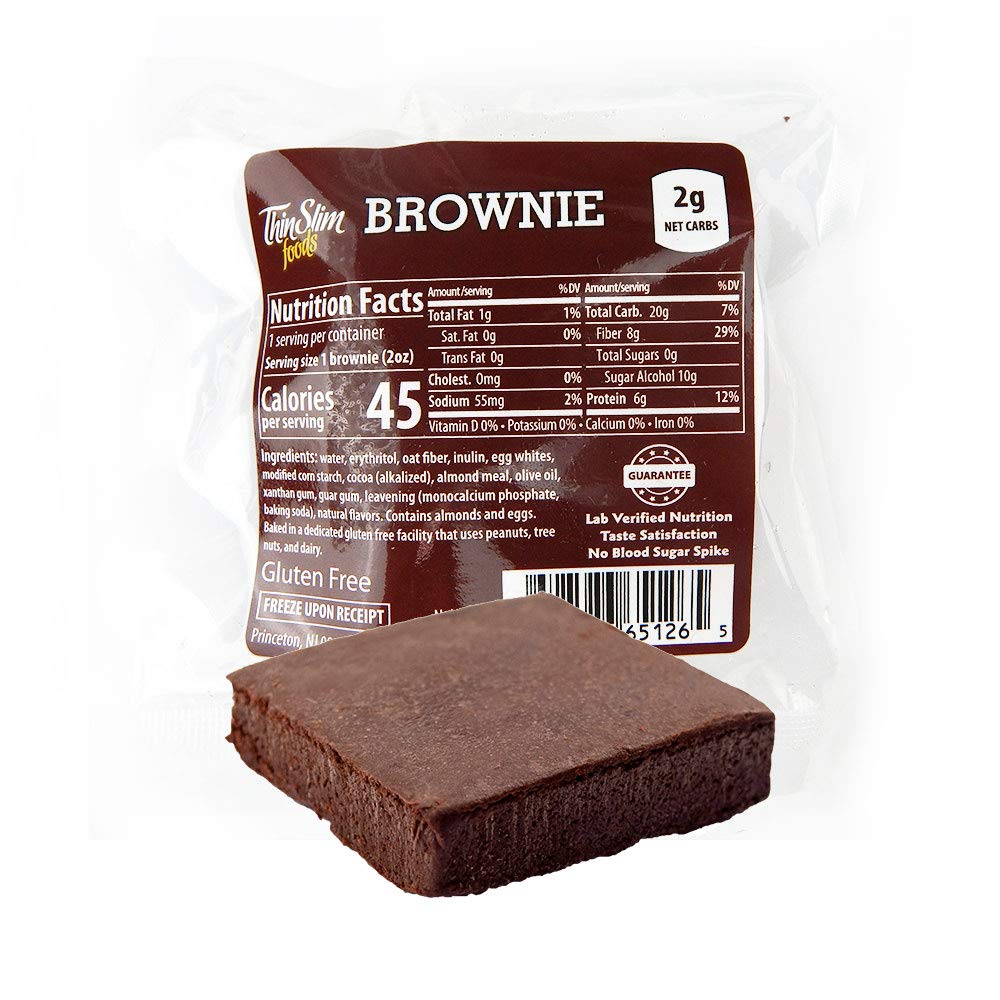 Low Carb Brownies Chocolate - ThinSlim Foods Keto-Friendly, Sugar-Free, Gluten-Free Dessert Snacks (8 Pack) | Perfect for Weight Loss, Diabetic Diet & Healthy Lifestyle