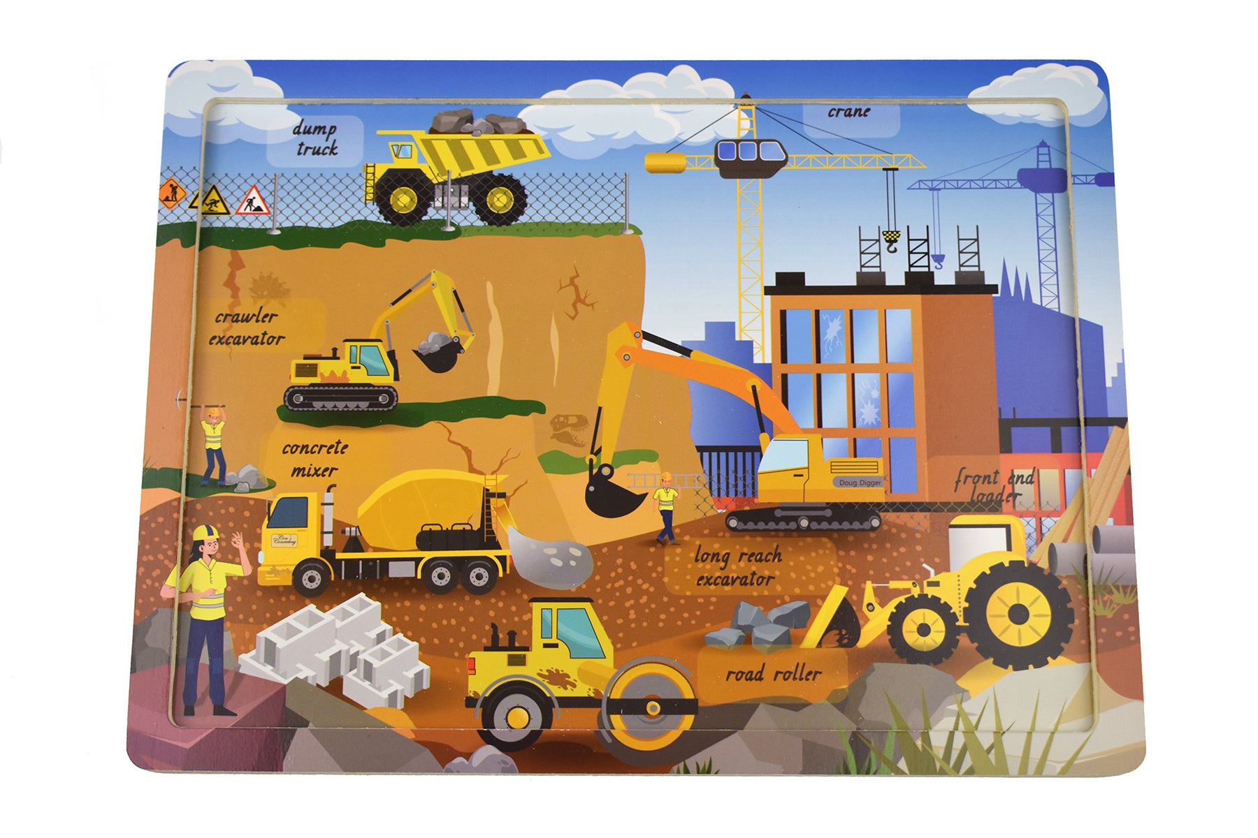 24-Piece Wooden Construction Site Puzzle Board for Kids - Educational Toy for Toddlers & Preschoolers - Perfect for Learning & Playtime at Home or School