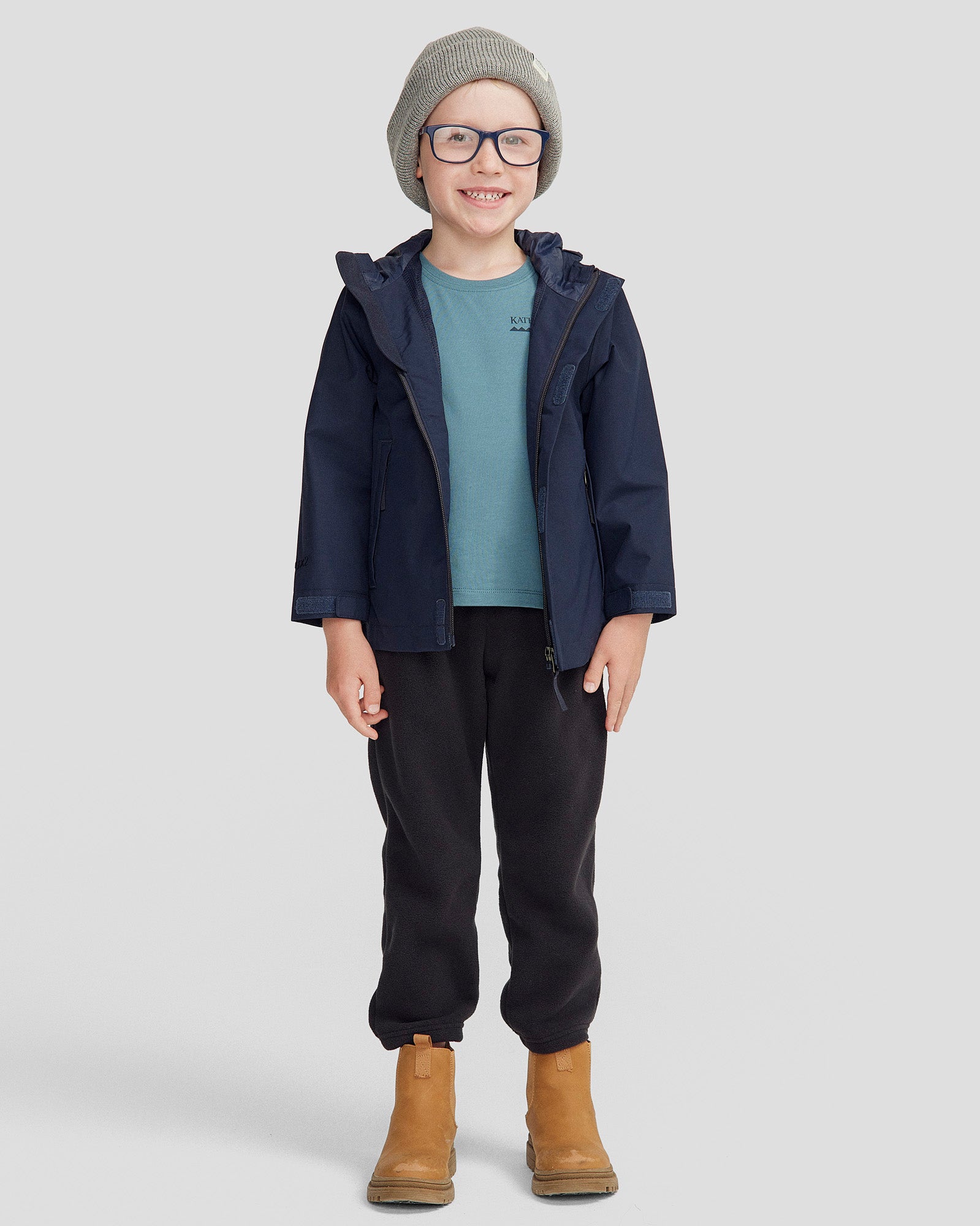 Andulo 2-Layer Waterproof Rain Jacket for Kids - Pure Navy Blue | Outdoor Play, School & Rainy Day Protection
