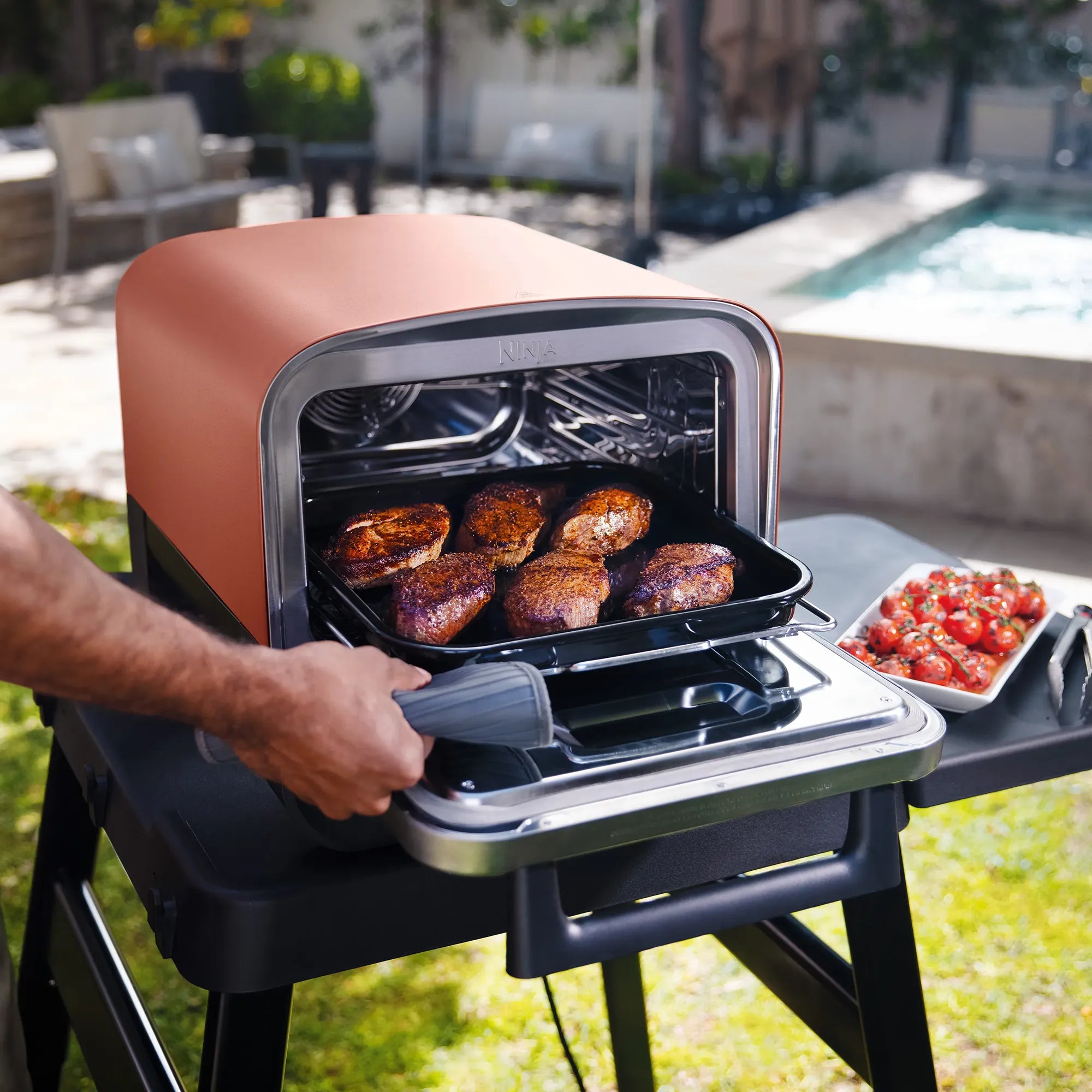 Ninja Woodfire Outdoor Grill & Smoker - Portable BBQ Oven for Backyard, Camping & Tailgating - Perfect for Grilling, Smoking, Baking & Roasting