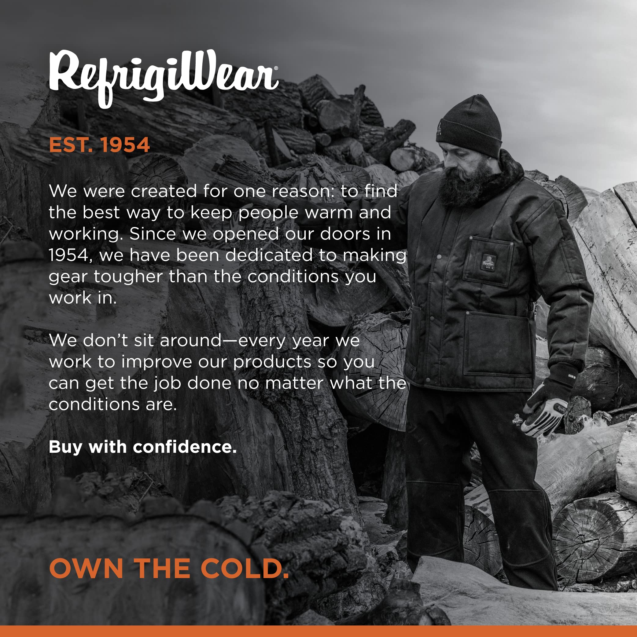 RefrigiWear Men's Heavy Duty Insulated Work Jacket - Cold Weather Winter Coat for Outdoor Activities, Hunting & Construction - Waterproof & Windproof