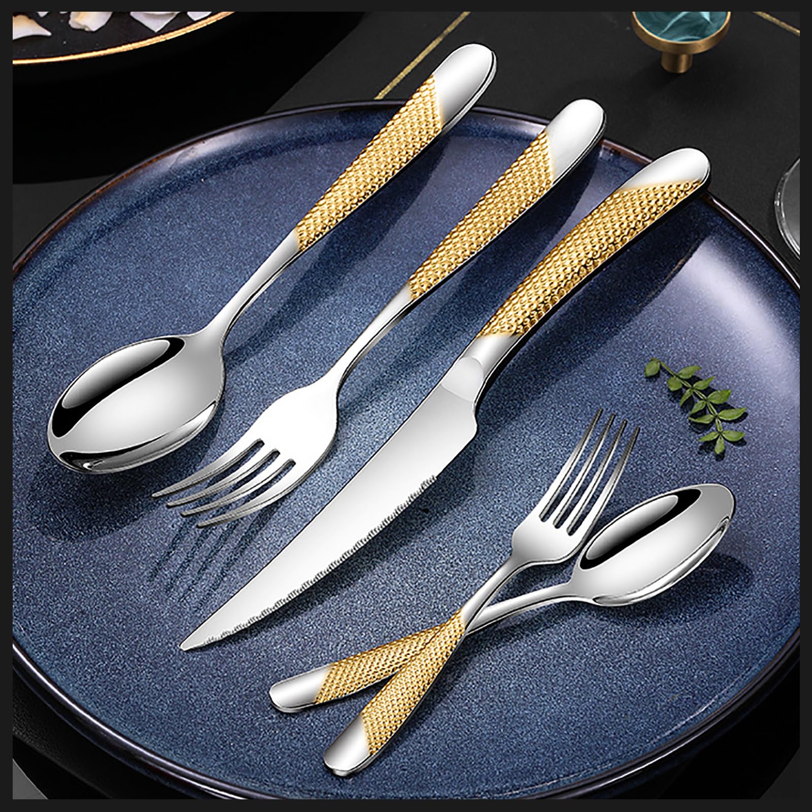 60-Piece Silverware Set with 24K Gold-Plated Rooster Handles - Mirror Polished Flatware for 12 People, Dishwasher Safe (Silver) - Perfect for Weddings, Dinner Parties & Luxury Dining