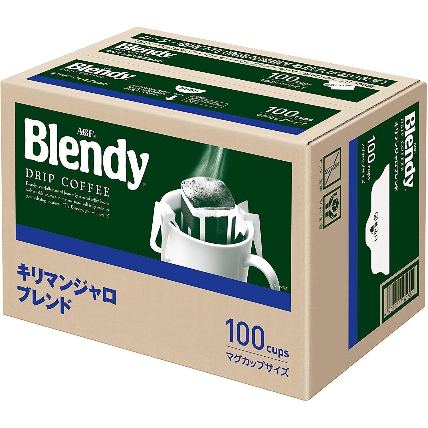 AGF Blendy Drip Coffee Kilimanjaro Blend - 100 Single Serve Bags | Premium Japanese Instant Coffee for Home, Office & Travel
