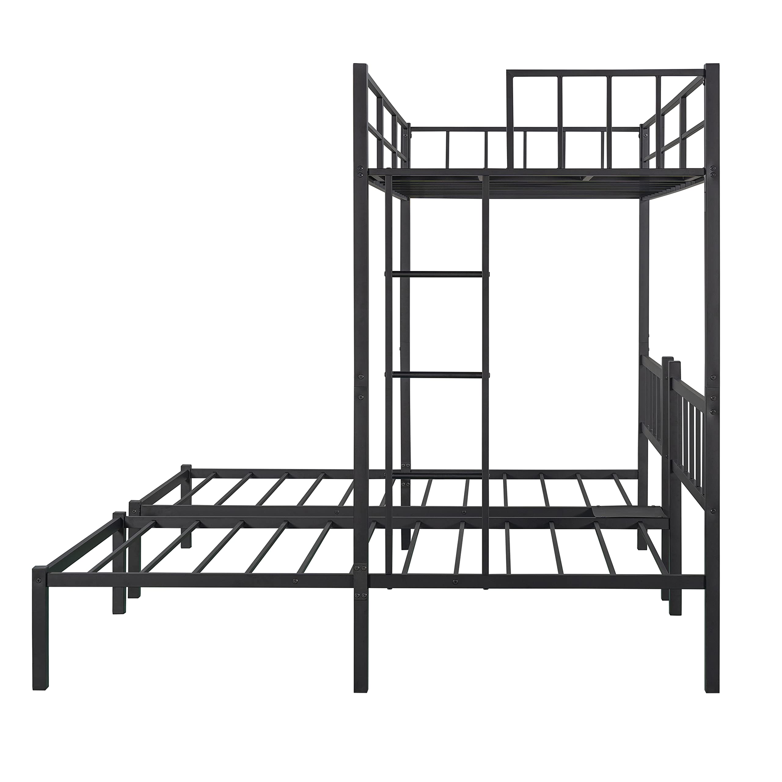Sturdy Metal Triple Bunk Bed - Twin Over Twin Bunk Bed for Kids & Teens - Convertible to 3 Separate Twin Beds with Ladders & Safety Guardrails - Space-Saving Solution for Dorms, Shared Kids Rooms & Small Apartments (Black)