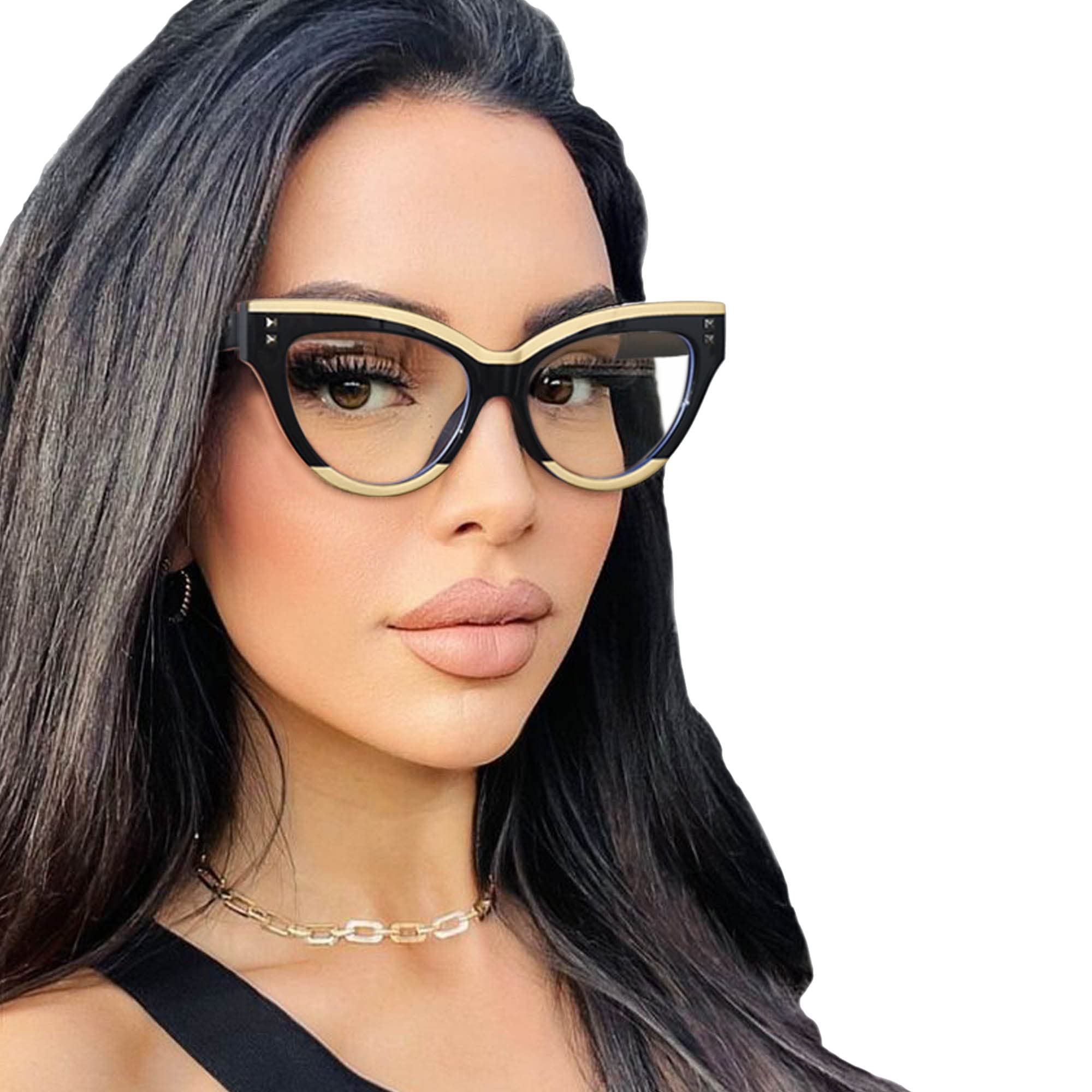 Stylish Blue Light Blocking Glasses for Women - Non-Prescription Cat Eye Frames, Anti-Glare & UV Protection Computer Glasses for Office Work, Gaming, and Screen Time