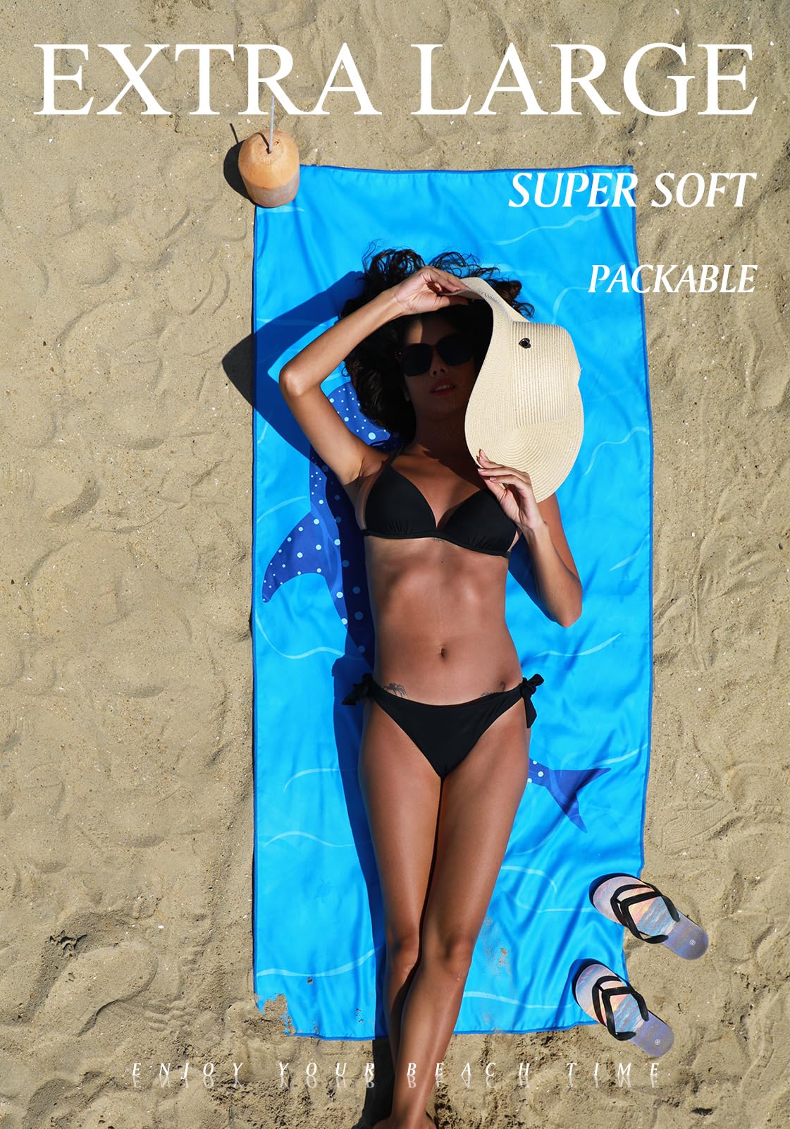 4 Pack Quick Dry Sand Free Beach Towels - Lightweight & Absorbent for Pool, Yoga, Travel