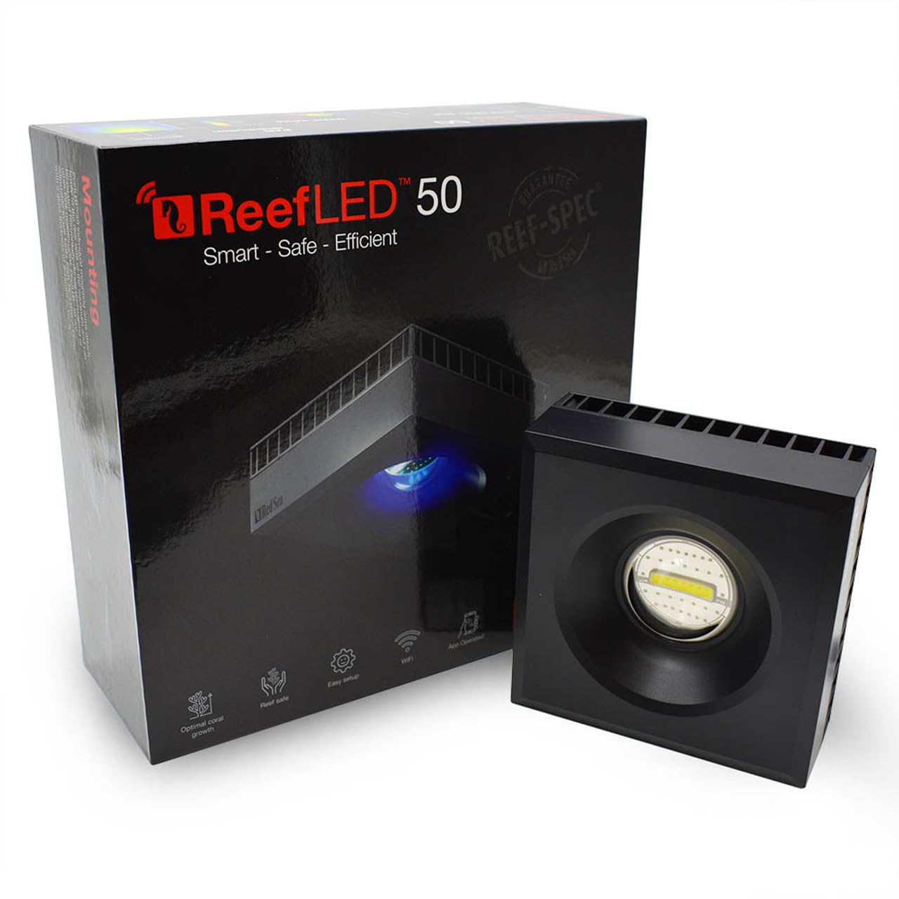 Red Sea ReefLED 50W Saltwater Aquarium Light with ReefBeat App Control - LED Coral Reef Lighting for Marine Fish Tanks | Perfect for Home Aquariums, Coral Growth & Saltwater Fish Care