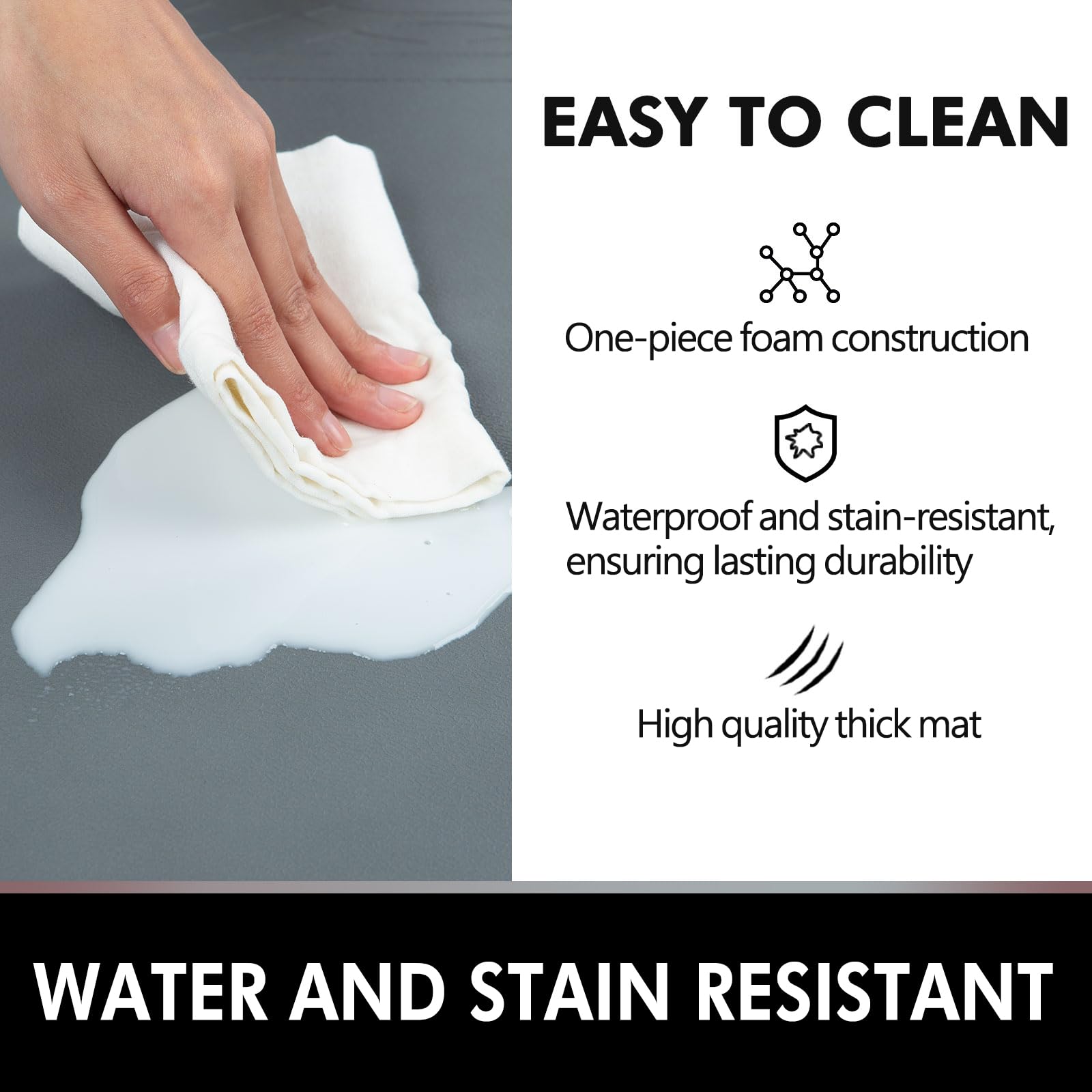 Anti-Fatigue Kitchen Floor Mat - Non-Slip Cushioned Standing Mat for Home, Office & Laundry - Waterproof, Easy to Clean & Pain Relief - 24x72 Inch Grey - Perfect for Cooking, Dishwashing & Prolonged Standing Work