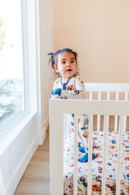 Organic Cotton Pasture Bedtime Crib Sheet - Breathable Soft Baby Crib Fitted Sheet for Nursery, Toddler & Infant Bedding - Perfect for Daycare, Home Nursery & Travel Cribs