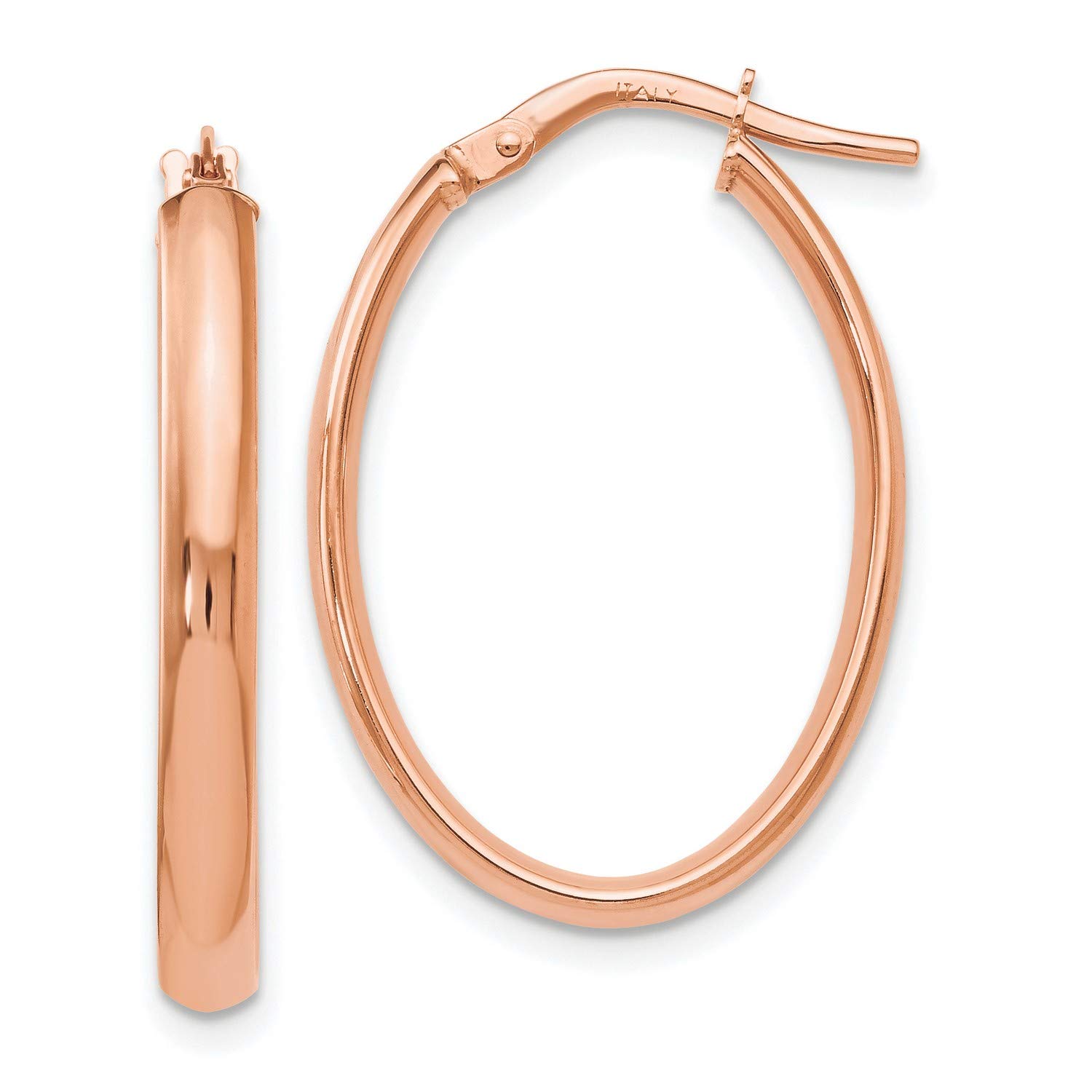 10K Rose Gold Polished Oval Hoop Earrings 26x7mm - Elegant Jewelry for Women, Perfect for Weddings, Parties & Everyday Wear