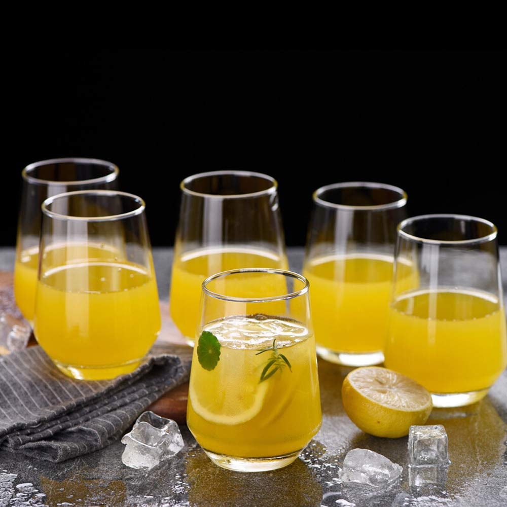 Premium 6-Piece Highball Glass Set - Tall Drink Glasses for Cocktails, Whiskey, Beer, Wine & Juice - Durable Base Glassware for Home Bars, Parties & Everyday Use
