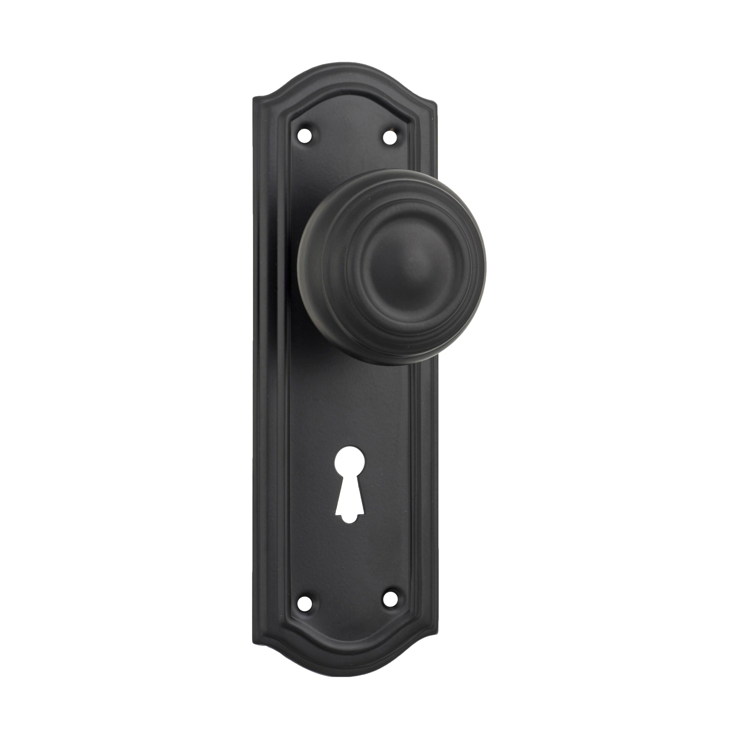 Matte Black Door Knob with Kensington Lock - H175xP57xW58mm - Secure Pair for Home, Office & Commercial Use