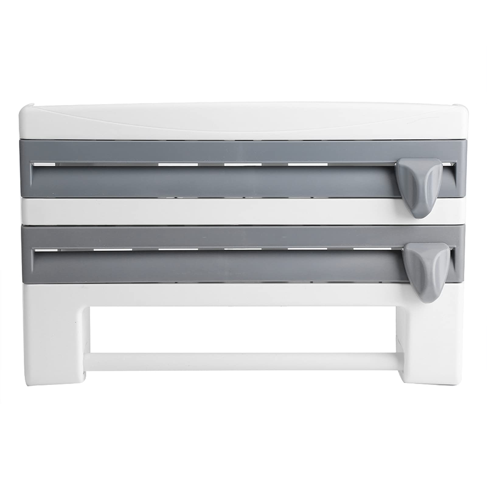 Multifunctional Kitchen Organizer - Sauce Bottle Storage Rack & Paper Towel Holder with Built-in Cling Film Cutter | Space Saving Gray Kitchen Tool for Countertop Organization & Cooking Prep