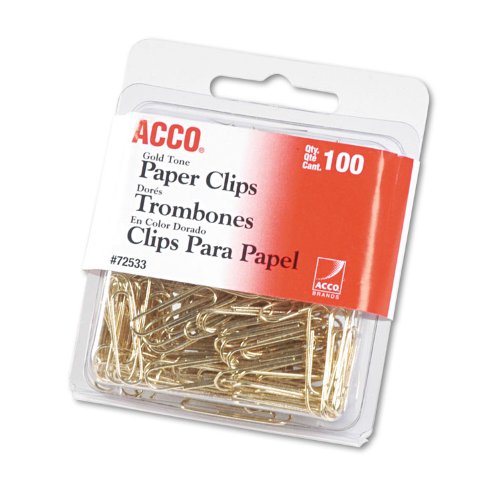 ACCO 72533 Premium Paper Clips - 100-Pack, Silver, No.1 Smooth Finish for Office, School & Home Use - Perfect for Organizing Documents, Notes & Craft Projects