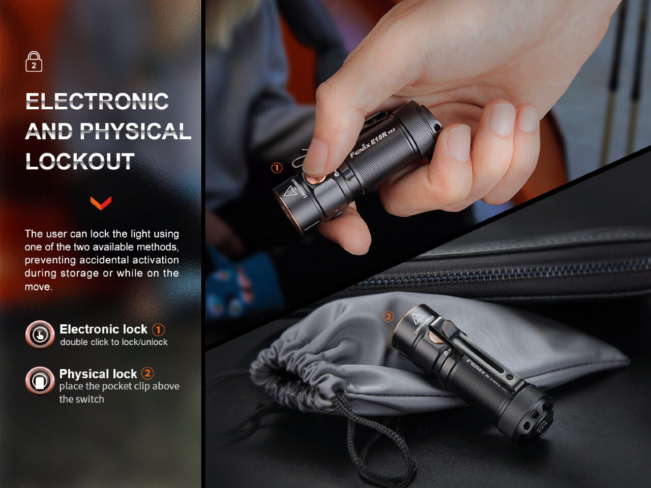 Fenix E18R V2 Rechargeable LED Flashlight - 1200 Lumens, USB-C, Compact EDC Light for Camping, Hiking & Emergency Use