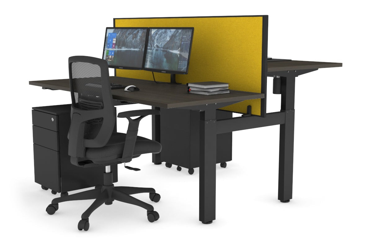 Adjustable Height 2-Person H Bench Workstation - Black Frame [1600L x 700W] - Perfect for Office, Workshop & Collaborative Workspaces