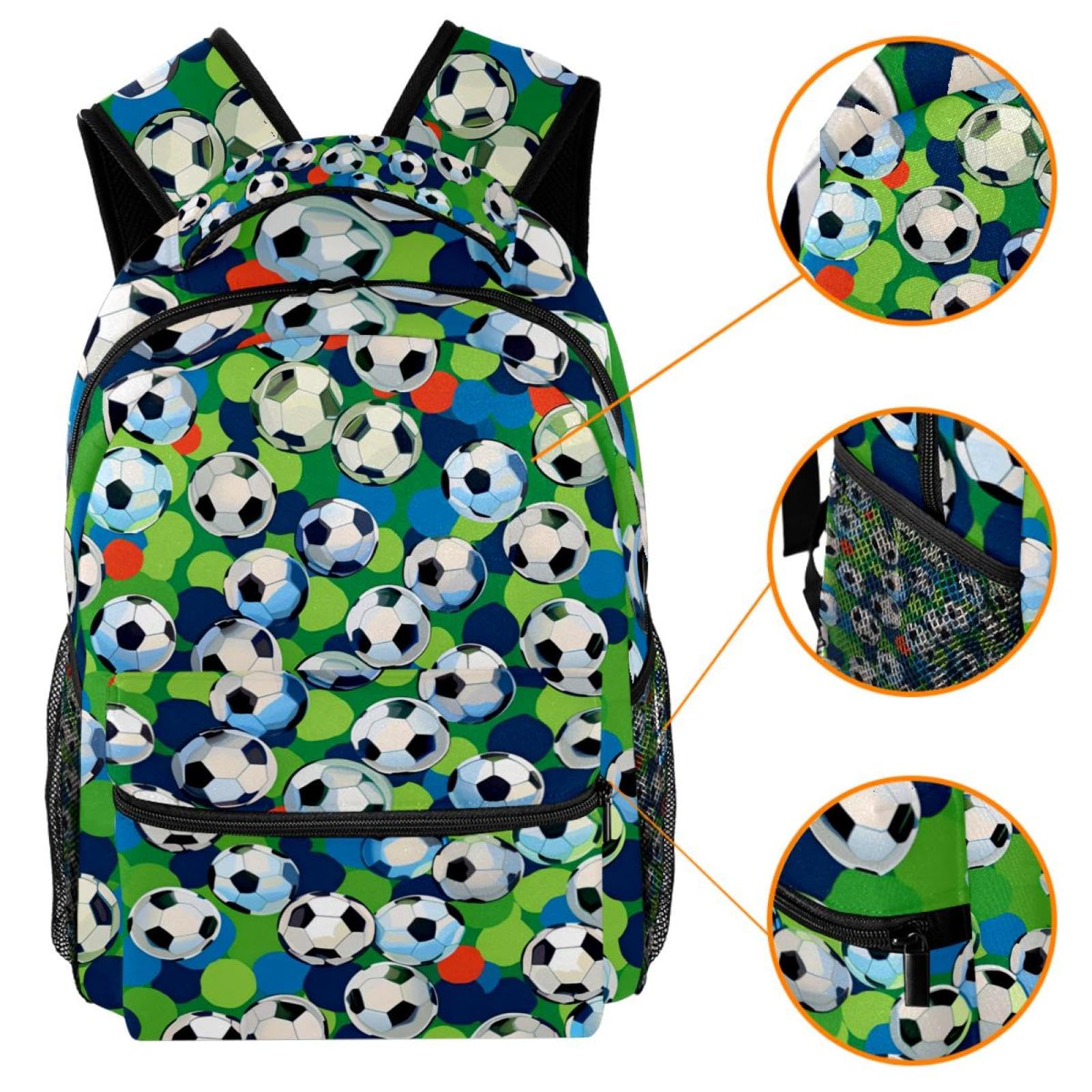 Lightweight Travel Backpack - Small Carry On Backpack with Football Soccer Ball Floral Design | Perfect for School, Gym, Hiking & Weekend Getaways
