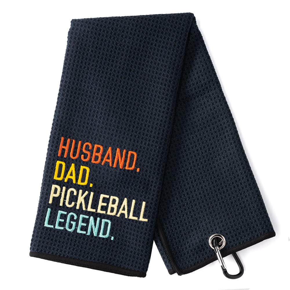 Personalized Pickleball Towel - Embroidered 'Husband Dad Pickleball Legend' - Perfect Gift for Men & Women Pickleball Players, Fans & Enthusiasts - Ideal for Birthdays, Retirement & Sports Events - Great for Courtside Use, Training & Post-Game Cooling Off