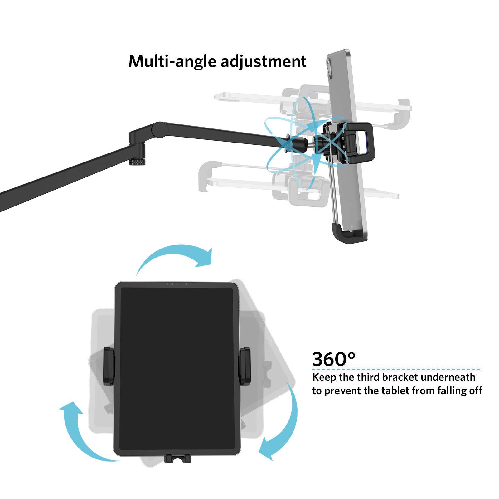Smatree 360° Rotating Adjustable Tablet Floor Stand - Compatible with iPad Pro/Air/Mini (9-13 inch), Samsung Galaxy Tab S10/S9/S8 (11-12.4 inch), Surface Pro 11 & eBook Readers - Perfect for Home, Office & Bedroom Use