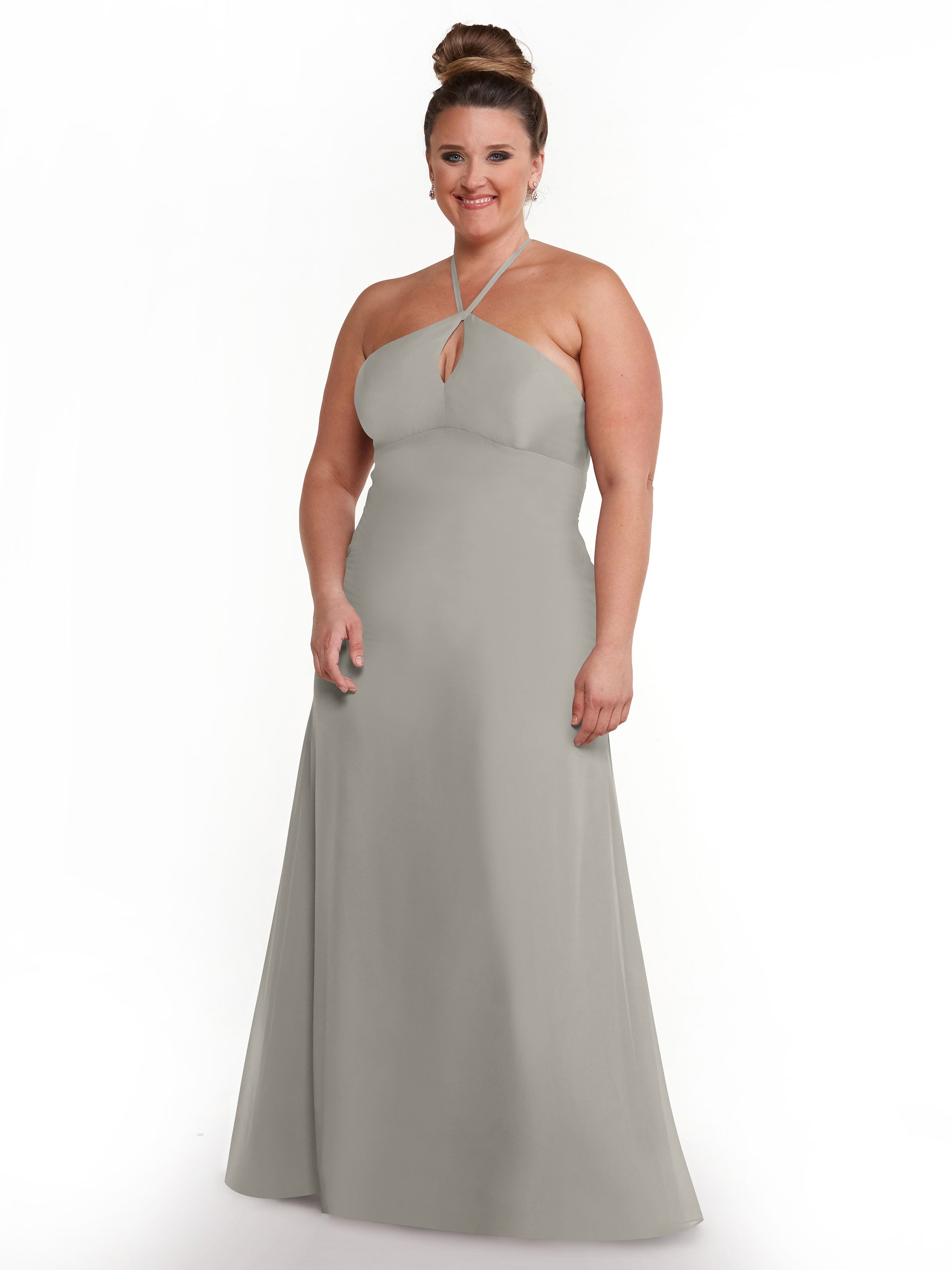 Elegant A-Line Chiffon Bridesmaid Dress with Keyhole Halter Neckline - Perfect for Weddings, Formal Events & Special Occasions