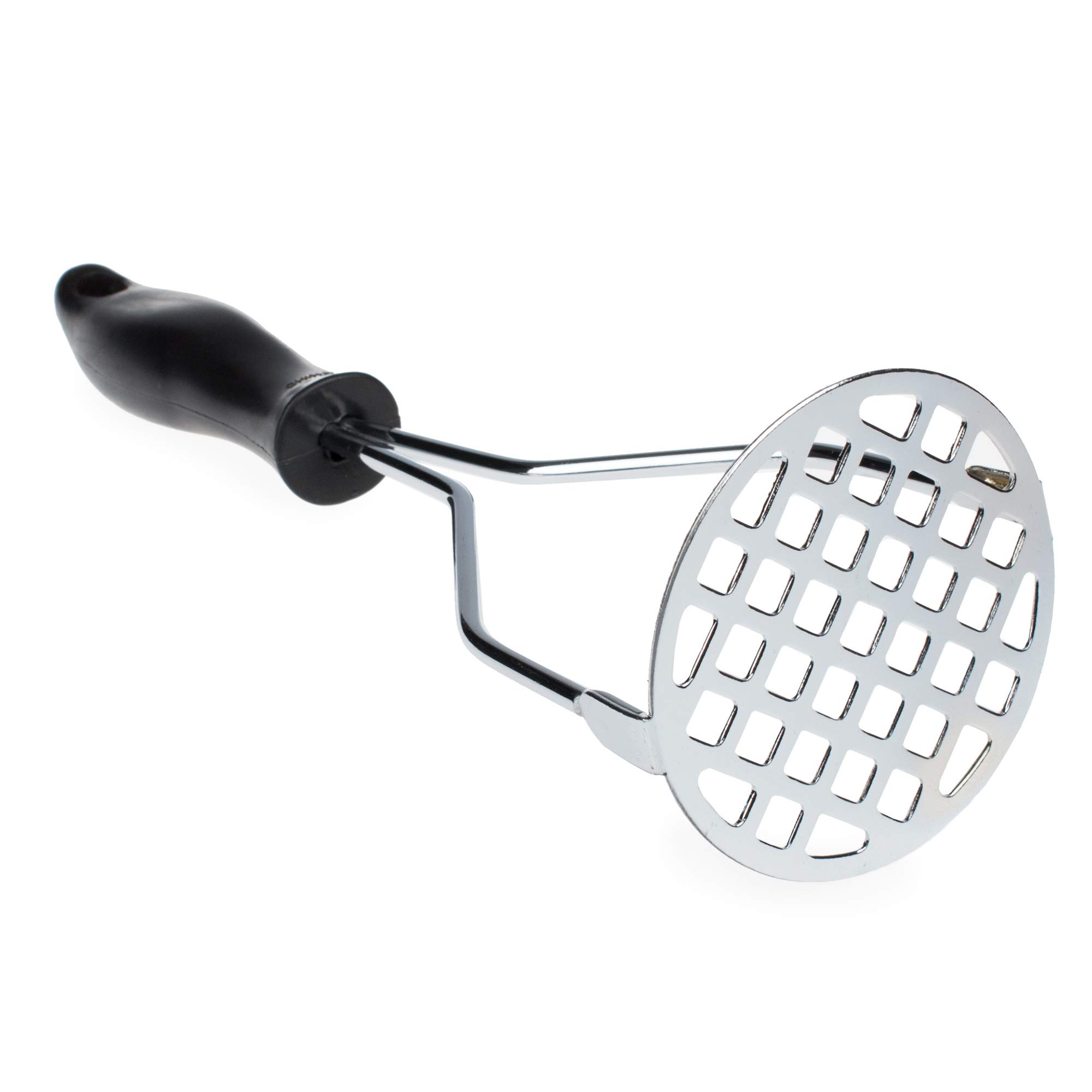 Premium Stainless Steel Potato Masher with Ergonomic Rubber Handle - Heavy Duty Metal Masher for Potatoes, Sweet Potatoes & Vegetables - Perfect for Mashing, Pureeing & Cooking in Kitchens