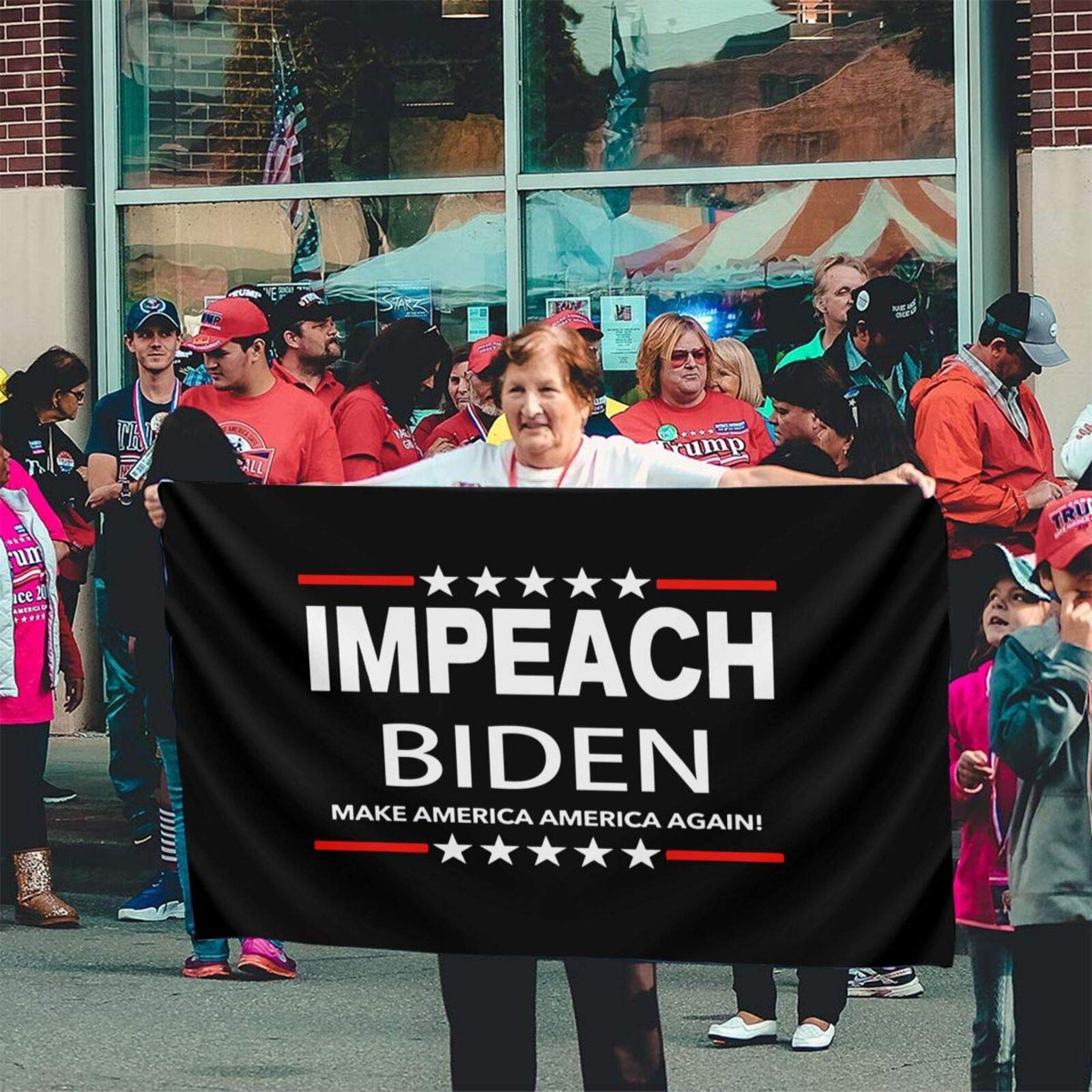 ZQXSDY Yzooiyl Impeach Biden - Make America Great Again Flag 3x5 FT Double-Sided Outdoor Banner | Patriotic Yard Decoration | Durable All-Weather US Flag for Political Rallies, Home & Garden Display