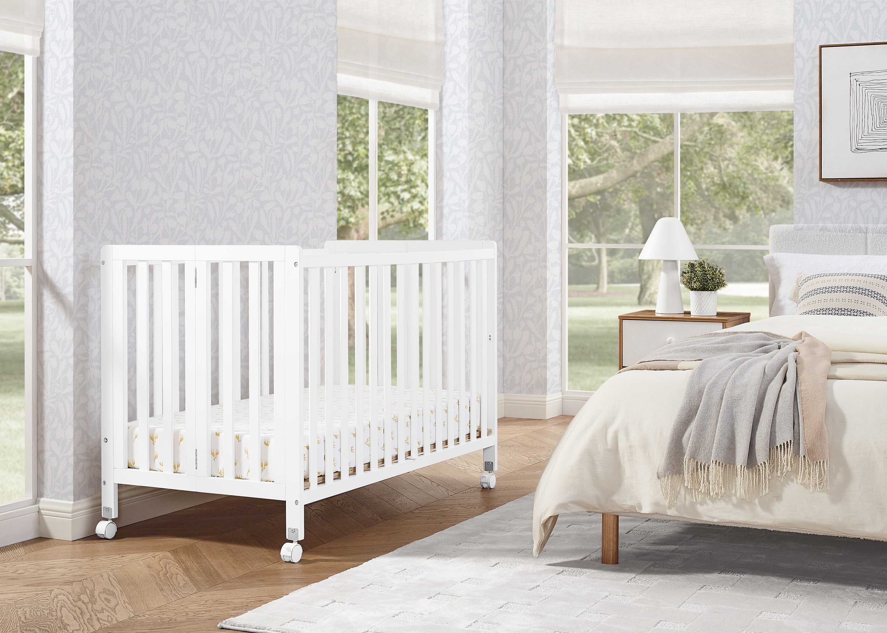 Aria Full Size Portable Folding Crib - Lightweight Travel Baby Bed for Home, Nursery & On-The-Go | Perfect for Newborns, Toddlers & Sleepovers
