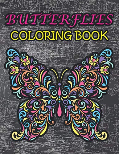 Butterfly Coloring Book for Adults - Stress Relief with Floral Patterns | Relaxing Art Therapy