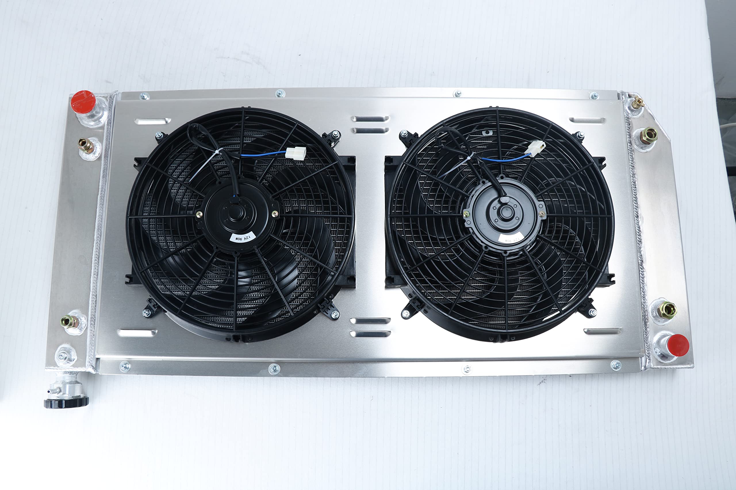 1988-2000 Chevy GMC C/K 1500 2500 3500 Suburban Blazer Tahoe Yukon Cadillac 3 Row Aluminum Radiator with Fan Relay Kit - High Performance Cooling for Heavy Duty Trucks & SUVs - Perfect for Off-Roading, Towing & Extreme Weather Conditions