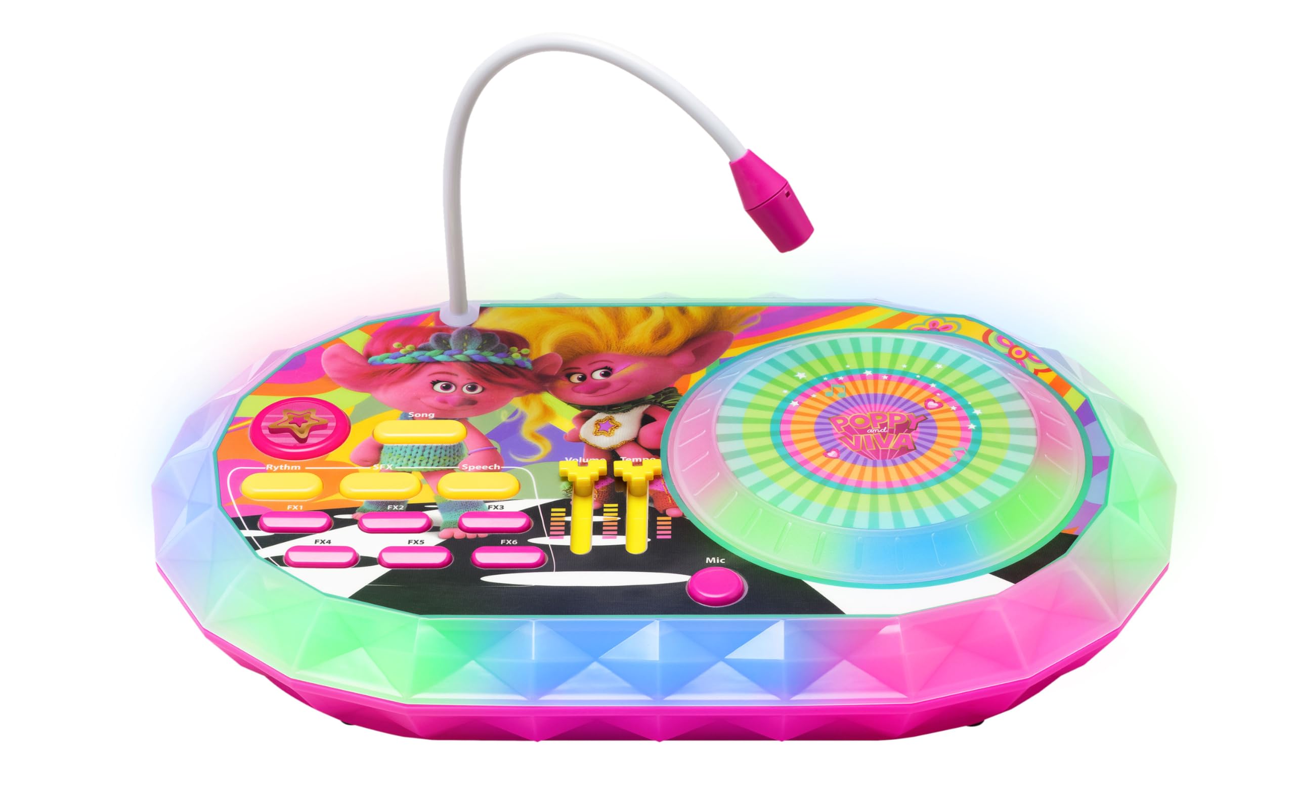 eKids Trolls DJ Turntable Toy with Microphone - Fun Party Mixer for Kids & Fans