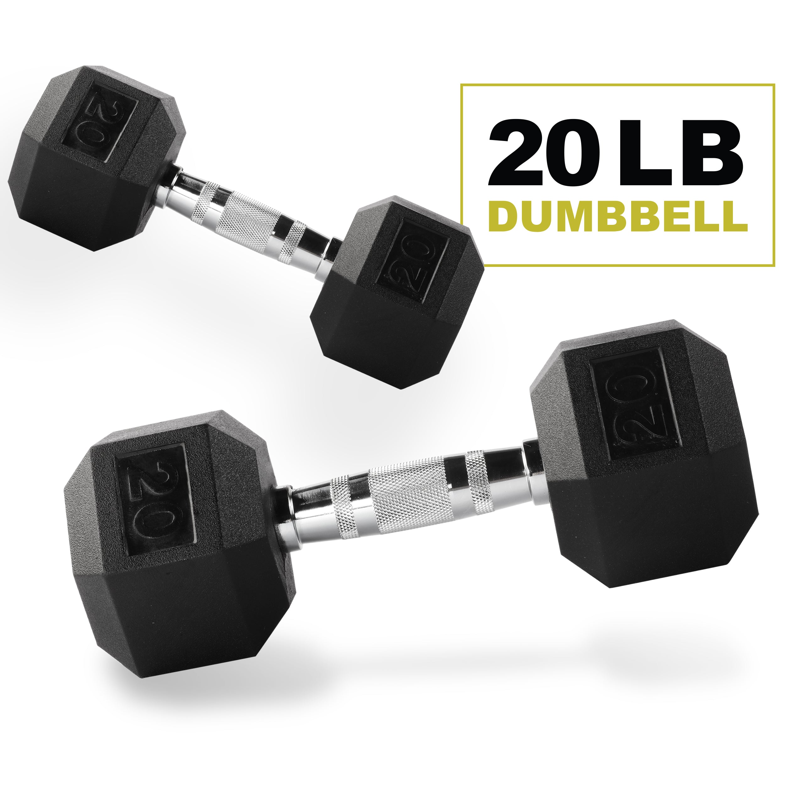 PRCTZ Rubber Encased Hex Dumbbell Set (5-40lb Pair) - Premium Weightlifting Equipment for Home Gym, Strength Training & CrossFit Workouts