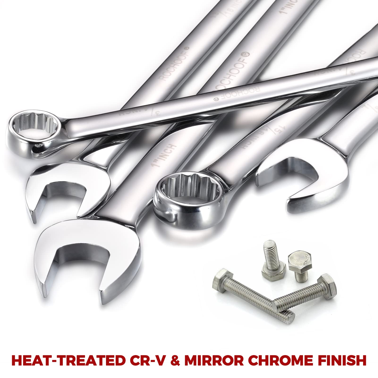 32-Piece Chrome Vanadium Steel Combination Wrench Set - SAE & Metric 12-Point Wrenches (1/4
