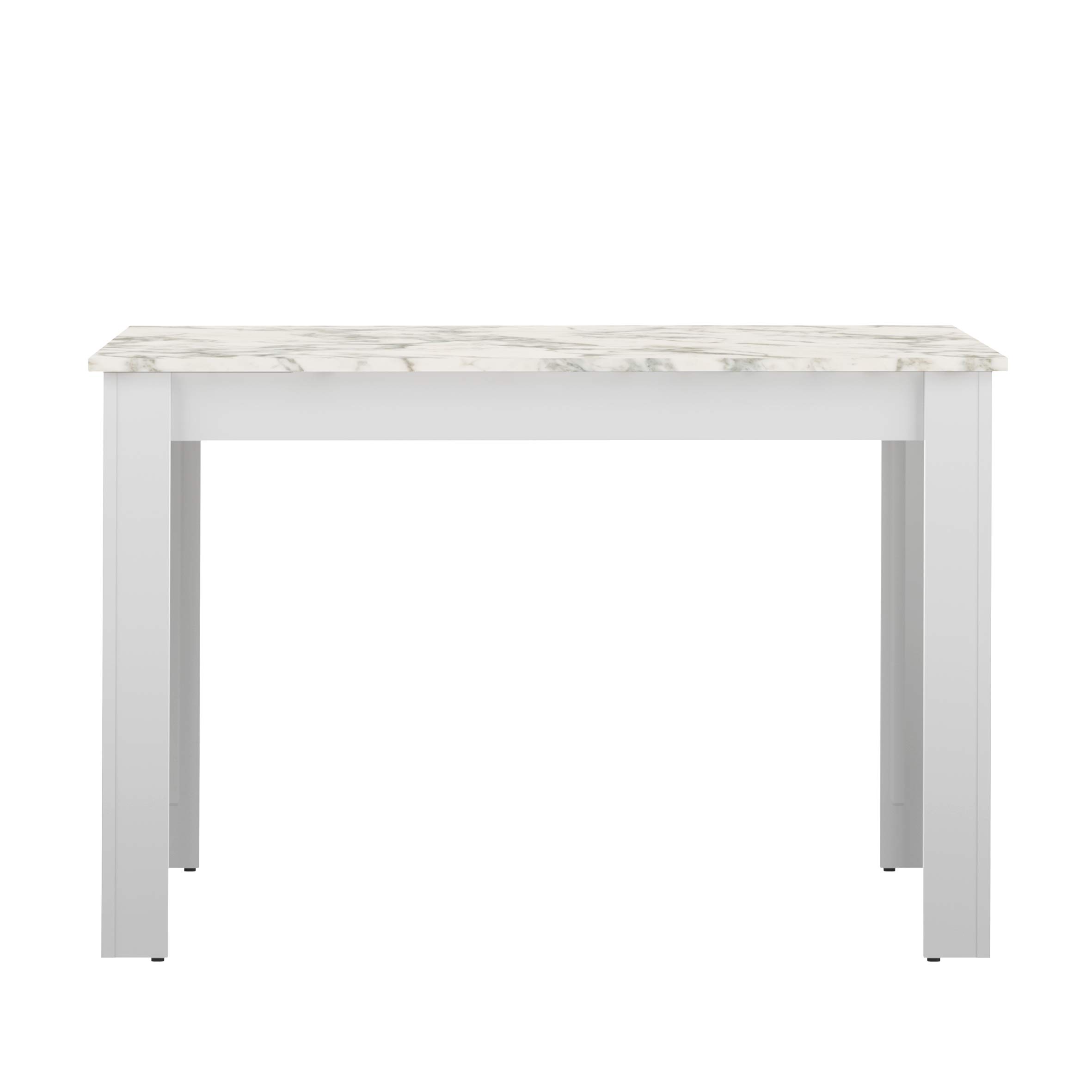 Symbiosis White Marble Look Dining Table - 43.3 x 27.6 x 28.9 Inches (110x70x73.4cm) - Modern Kitchen & Dining Room Furniture for Small Spaces