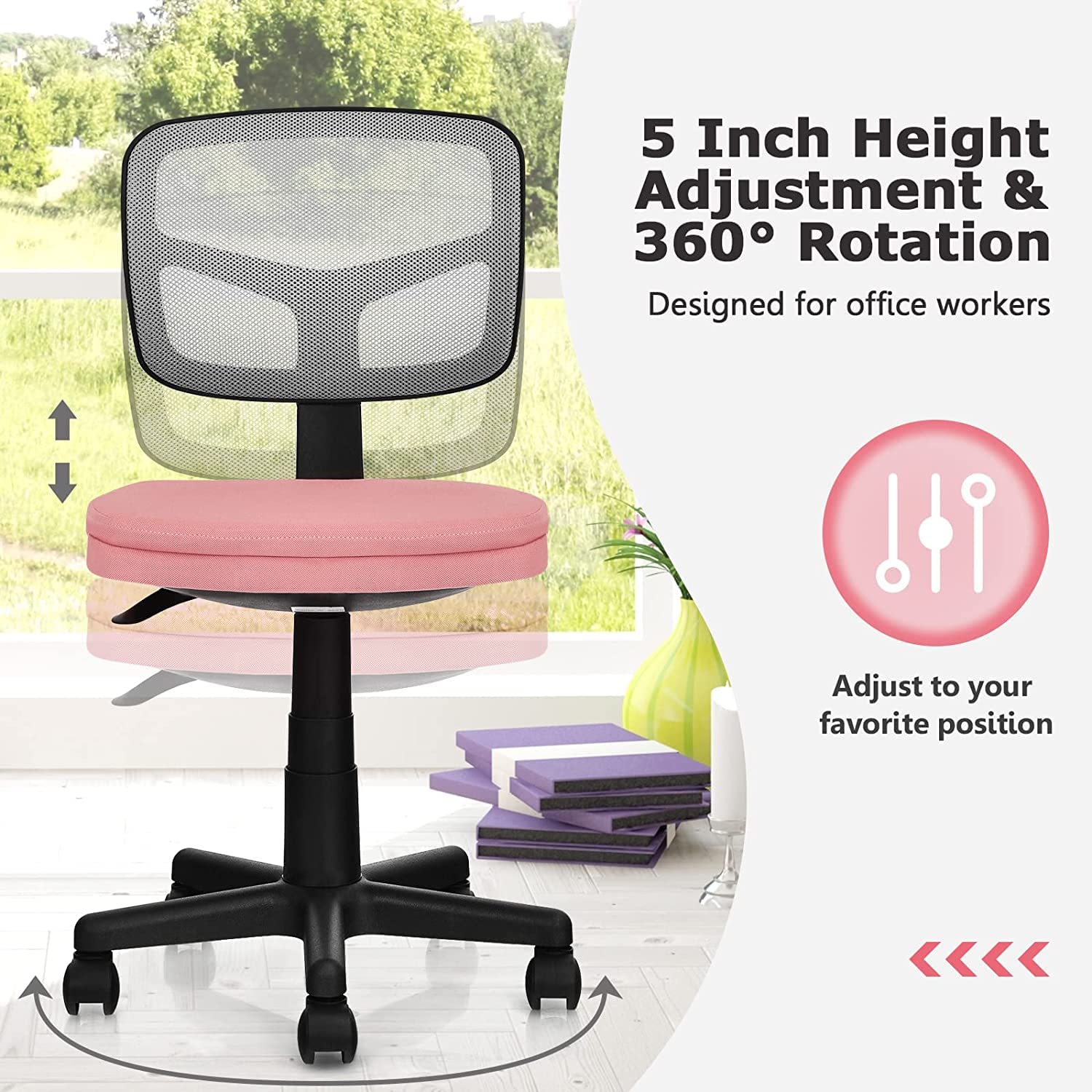LUARANE Kids Desk Chair - Adjustable Height Low Back Office Chair with Ergonomic Y-Shaped Support for Children's Study & Gaming - Perfect for Bedroom, Living Room & Kids Room
