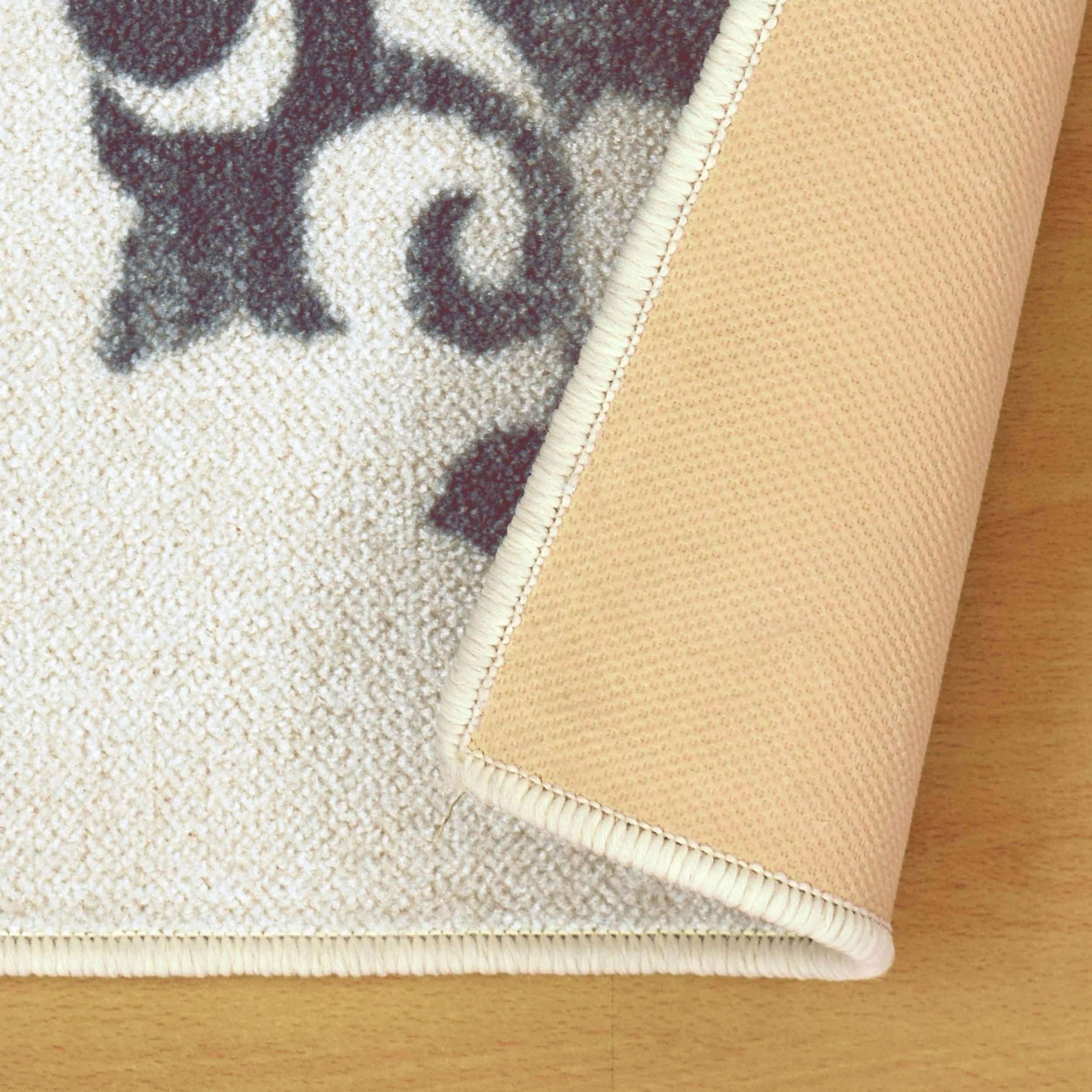 Non-Slip Washable Amber Floral Scroll Indoor Area Rug or Runner - Perfect for Living Room, Bedroom, and Hallway Decor