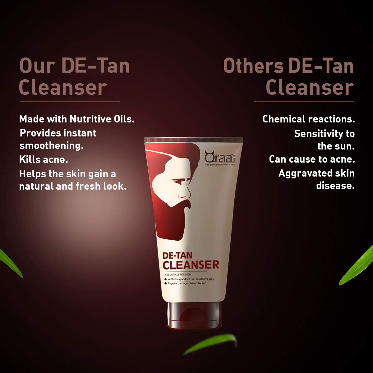 Qraa Men De-Tan Cleanser for Skin Lightening & Brightening - Dirt & Blackhead Removal Face Wash - Tan Removal Scrub & Pack (100g) | Exfoliating Facial Cleanser for Men | Perfect for Daily Skincare & Post-Shave Routine