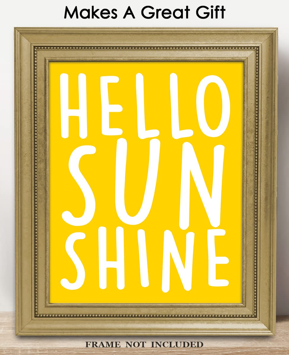 Hello Sunshine Nursery Decor - 8x10 Unframed Wall Art for Baby & Kids Room - Perfect Baby Shower Gift