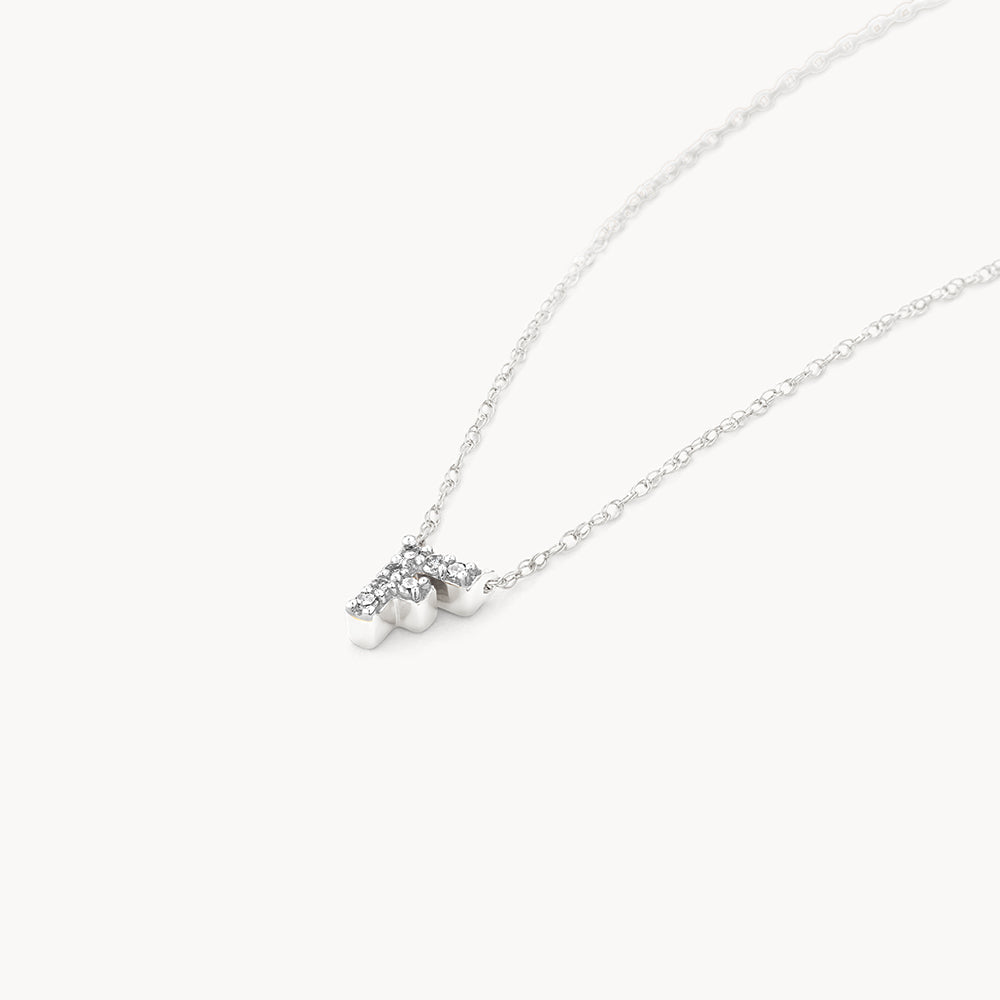 Diamond Letter F Necklace in Sterling Silver - Elegant Personalized Jewelry for Women, Perfect for Gifts, Birthdays & Special Occasions