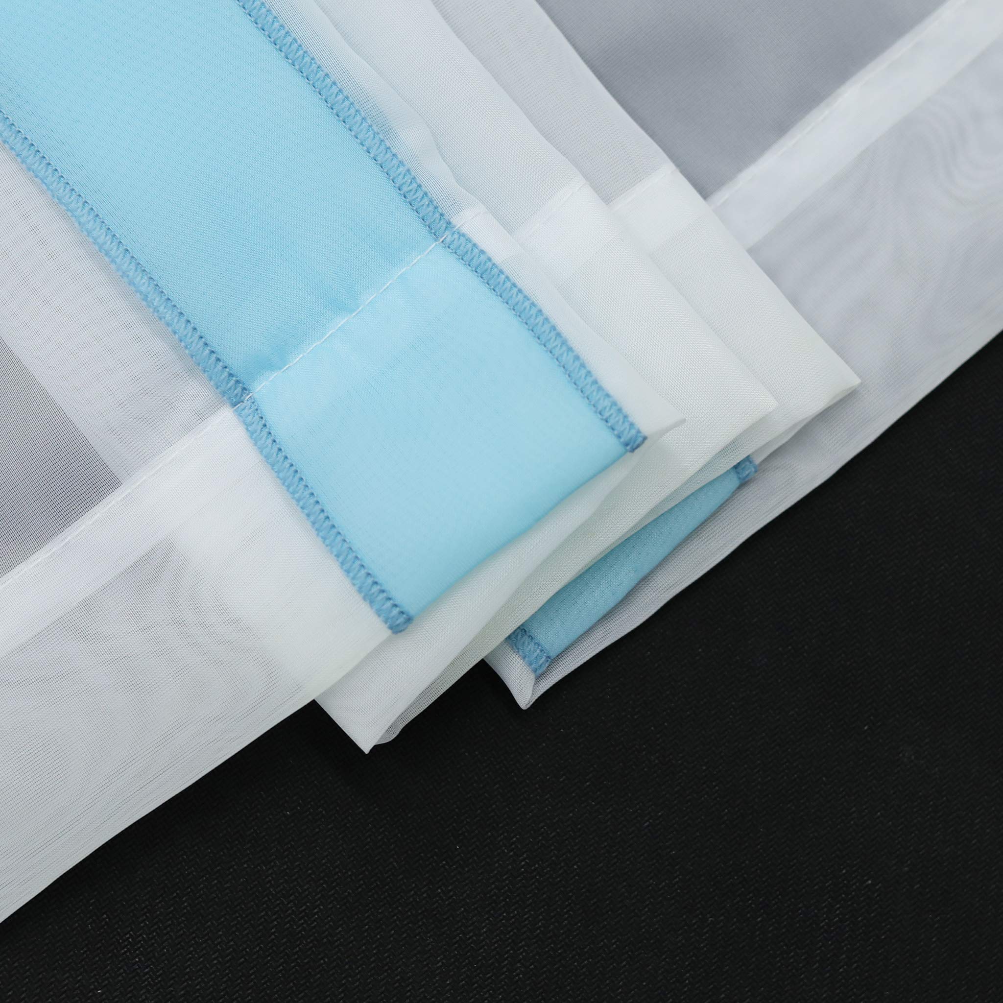 Elegant Balloon Shades with Bowknot Tie-Up - Sheer Voile Roman Window Curtain with Rod Pocket - 1 Panel (Blue, 55x55 Inches) - Perfect for Bedroom, Living Room & Nursery Decor