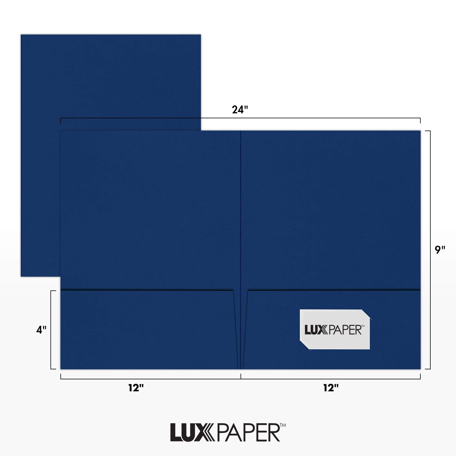 Premium 9x12 Navy Blue Presentation Folders - 100 lb. Cardstock with 2 Pockets, Holds 8.5x11 Documents - Perfect for Business Meetings, School Projects & Professional Reports (50-Pack, Dark Blue)