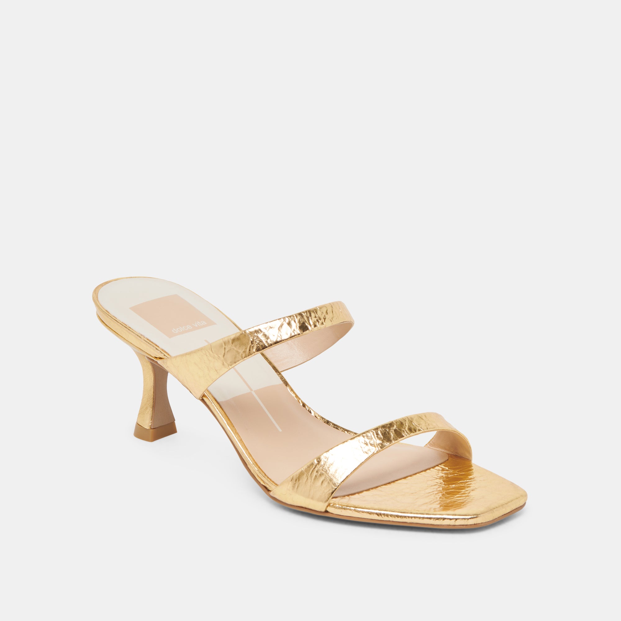 GENORA Women's Gold Distressed Leather Heels - Stylish High Heel Pumps for Parties, Weddings & Evening Events
