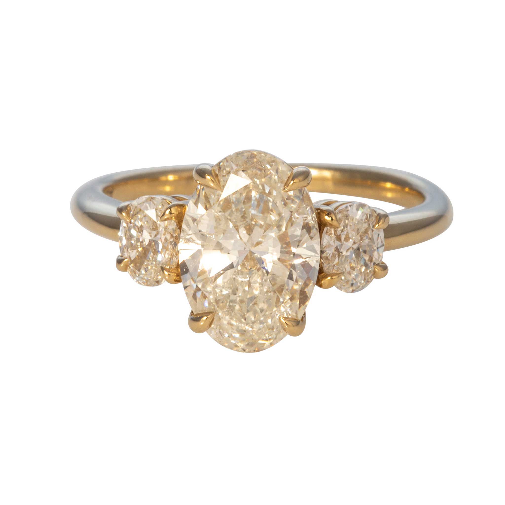 2.27ctw Oval Diamond Three Stone 18K Yellow Gold Engagement Ring for Women - Elegant Wedding Band, Anniversary Gift, Promise Ring for Her - Perfect for Proposals, Valentine's Day & Special Occasions