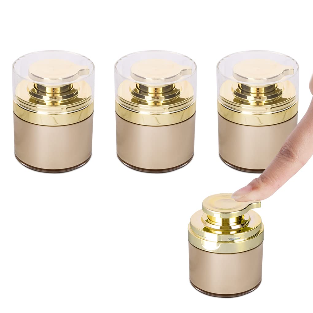 FineInno 3-Piece 30ml Airless Pump Bottle Set - Refillable Travel-Sized Moisturizer Jars, Vacuum Cream Containers for Lotions & Serums | Perfect for Skincare, Makeup & On-The-Go Use
