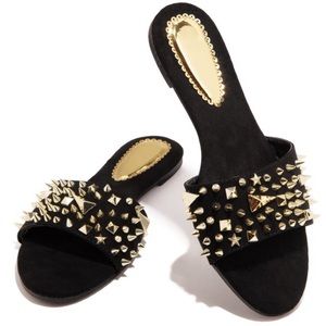 Carly Black Spiked Sandals for Women - Stylish Punk Rock Ankle Strap Heels - Perfect for Concerts, Parties & Night Out